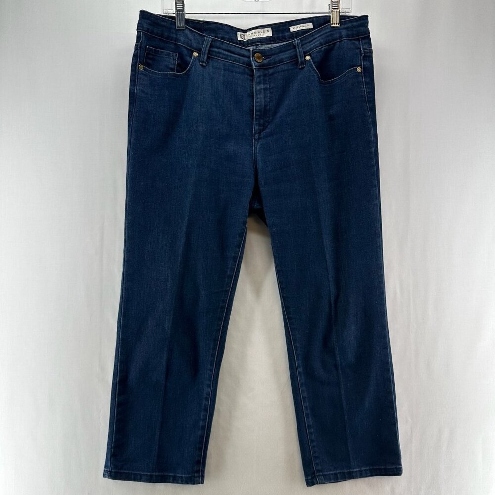 Anne Klein Jeans Womens Size 14 Slim Straight Cropped Dark Washed Denim Blue